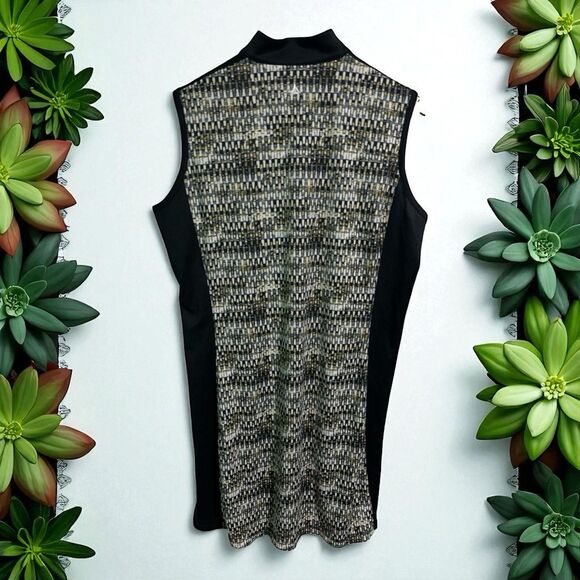 Bermuda Sands Dress XL Golf Tennis Sleeveless Zip Abstract Geometric Black Gold - Picture 2 of 4